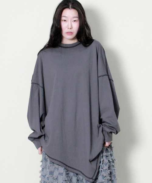 Unbalance oversized long sleeve t-shirt charcoal
