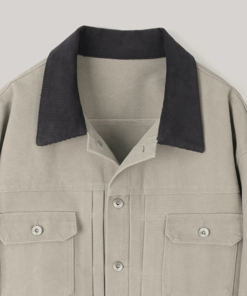Вельветовый трукер с воротником VTG_Beige