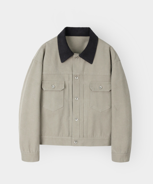 Вельветовый трукер с воротником VTG_Beige