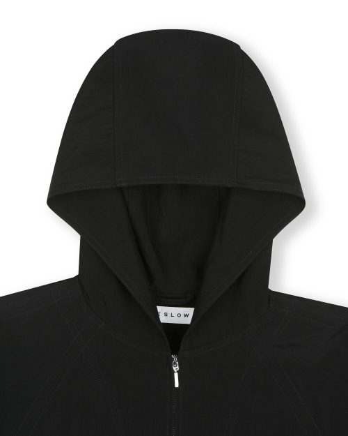 LAYERED HOODED ZIP UP JUMPER BLACK