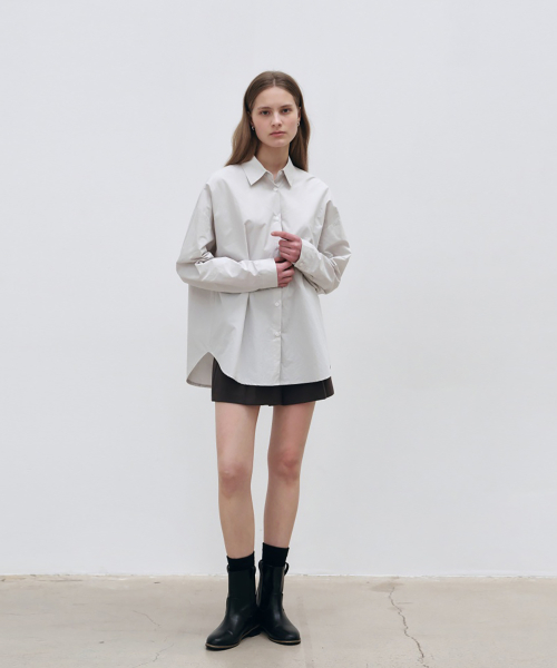 Базовая оверсайз рубашка из хлопка - Light Grey