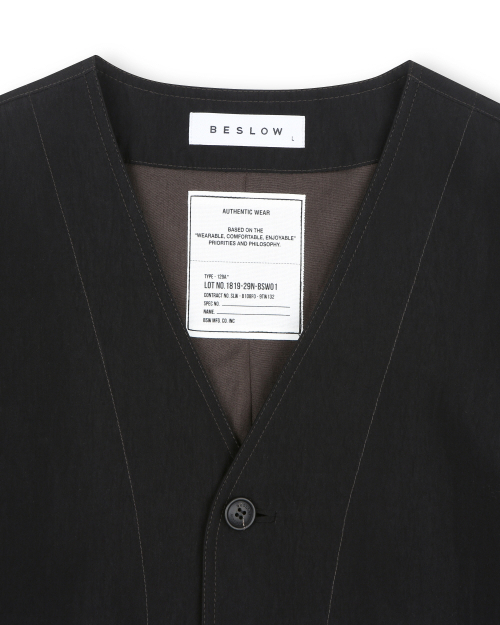 COLLARLESS JACKET LUSTRE BLACK