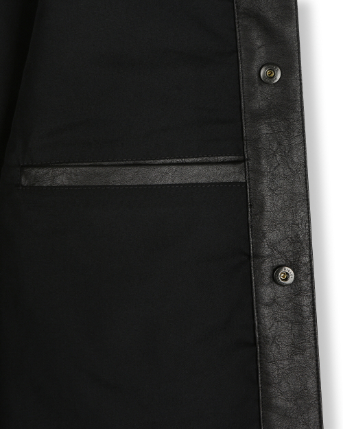 VEGAN LEATHER STAND COLLAR JACKET BLACK