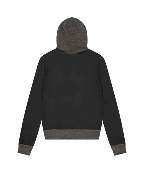 Contrast Logo Button Hoodie (Brown)