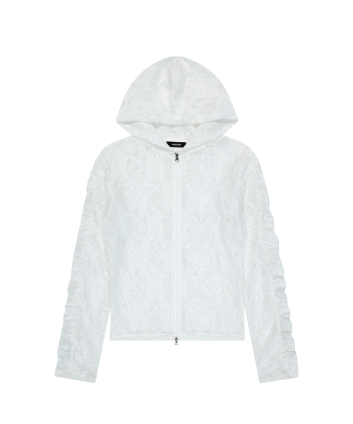 Laced Zip-Up Hoodie (White)