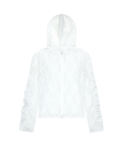 Laced Zip-Up Hoodie (White)