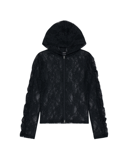 Laced Zip-Up Hoodie (Black)