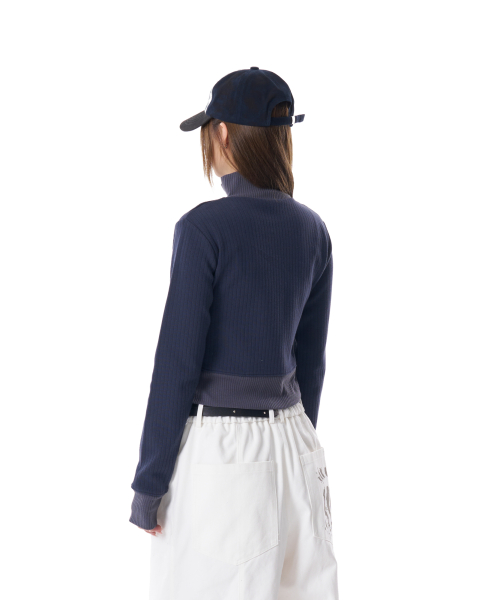 Side Neck Zip-Up (Navy)