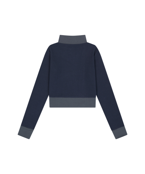 Side Neck Zip-Up (Navy)