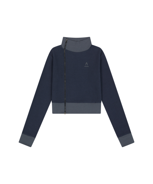 Side Neck Zip-Up (Navy)