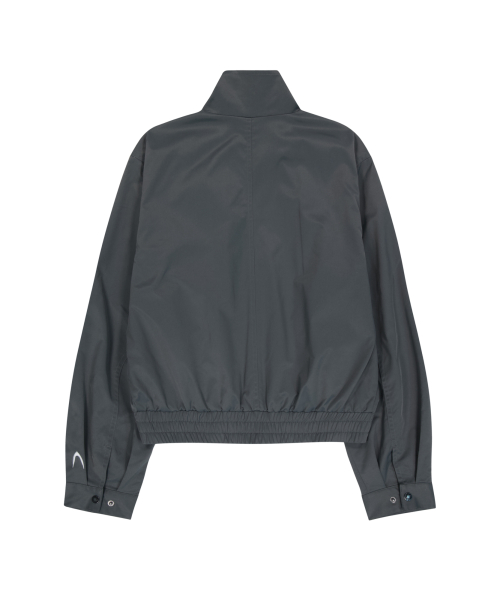 High-Neck Button Jacket (Dark Gray)