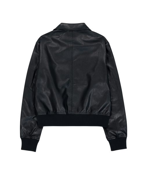 Western Collar Leather Jacket (Black)