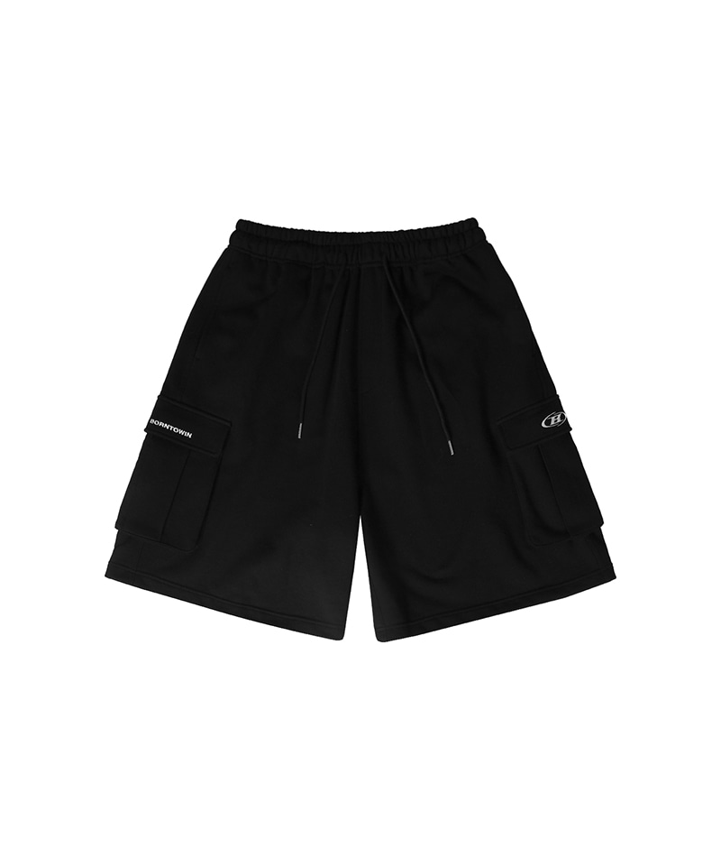 SYMBOL LOGO CARGO BERMUDA PANTS [BLACK]