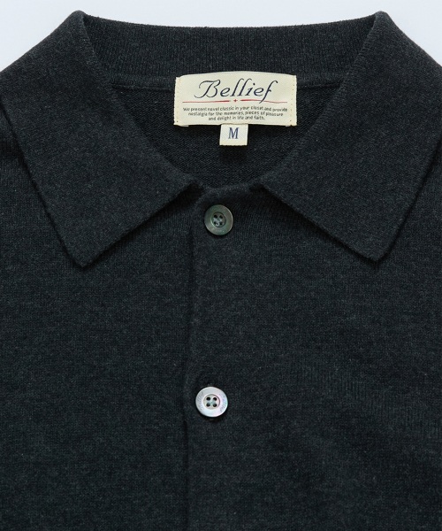 Essential Cotton Comfort Collar Cardigan (Grey)