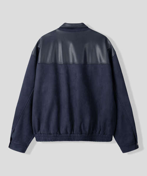 Куртка из веганской замши колор-блок [Navy]