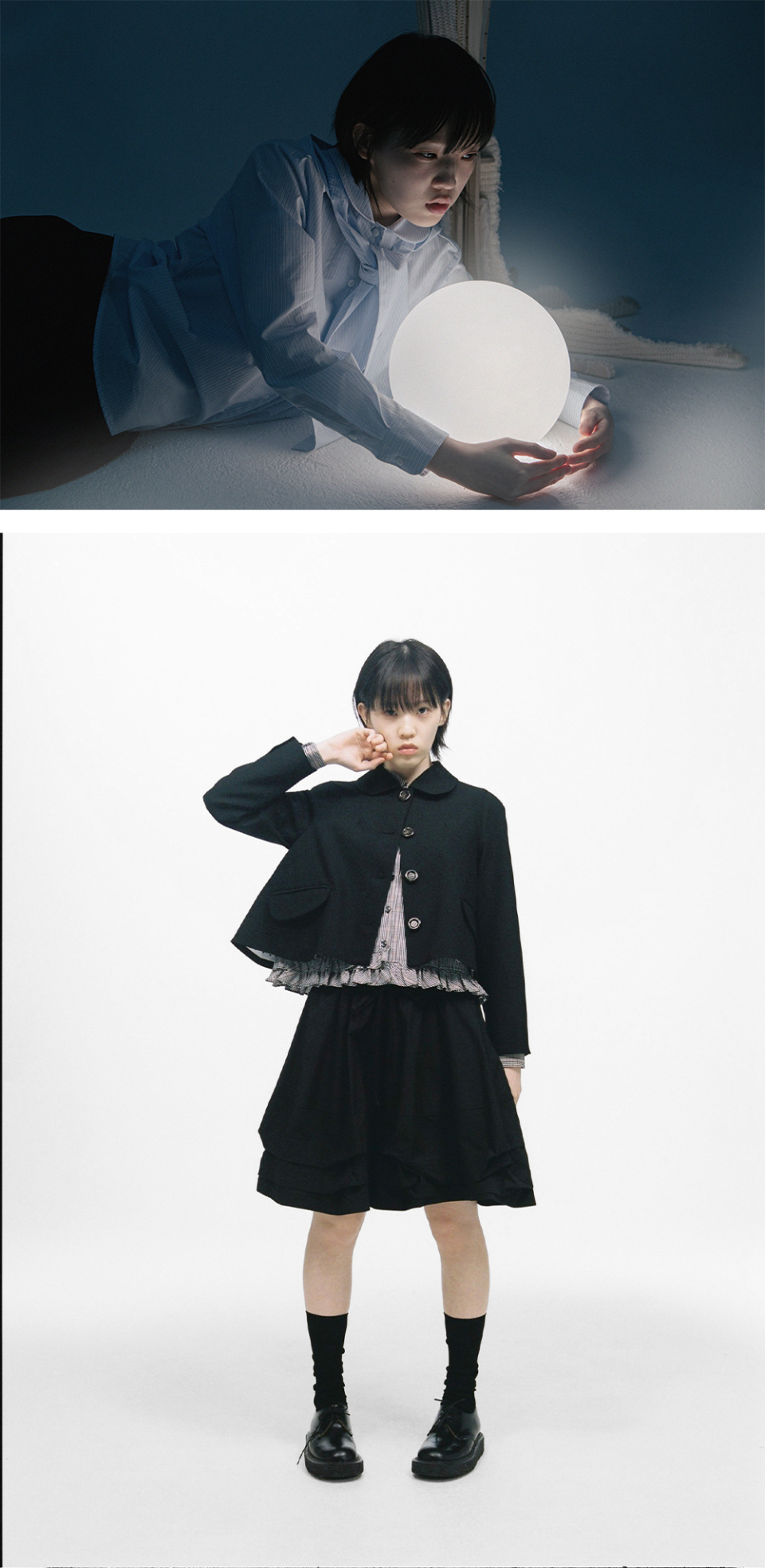 MUSINSA | OHESHIO ROUND COLLAR SEMI-CROP JACKET, BLACK