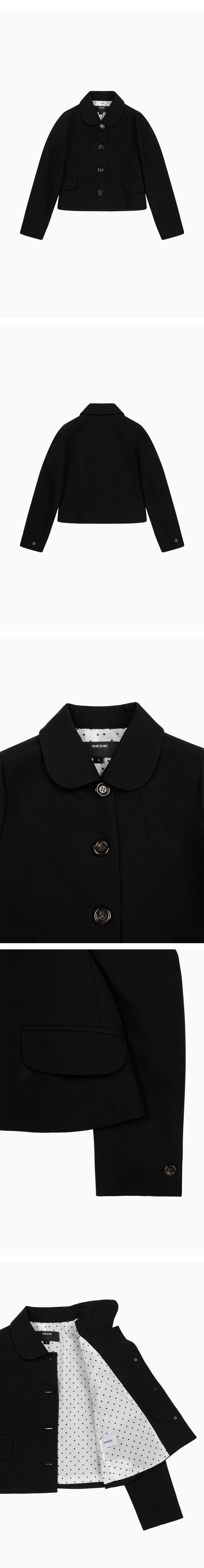 MUSINSA | OHESHIO ROUND COLLAR SEMI-CROP JACKET, BLACK