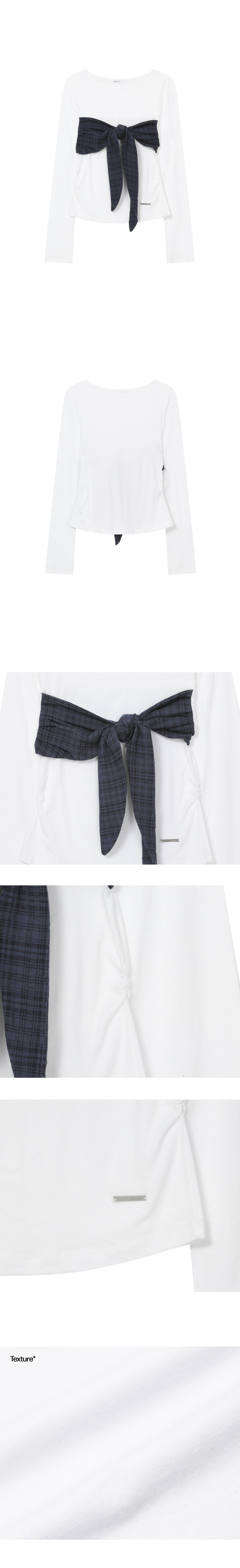 MUSINSA | MISEKI SEOUL Check tie long sleeve WHITE
