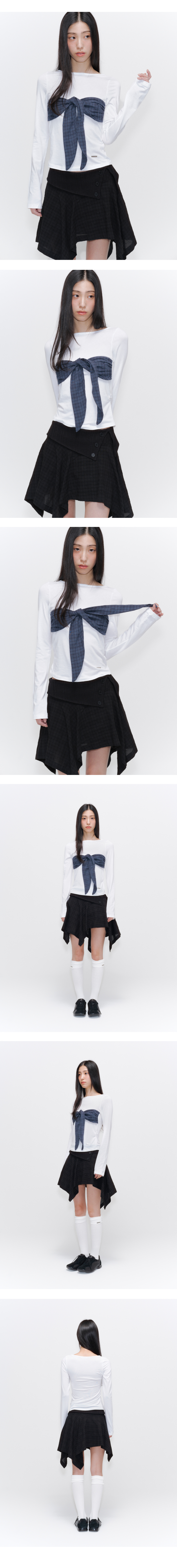 미세키서울(MISEKI SEOUL) Check tie long sleeve WHITE