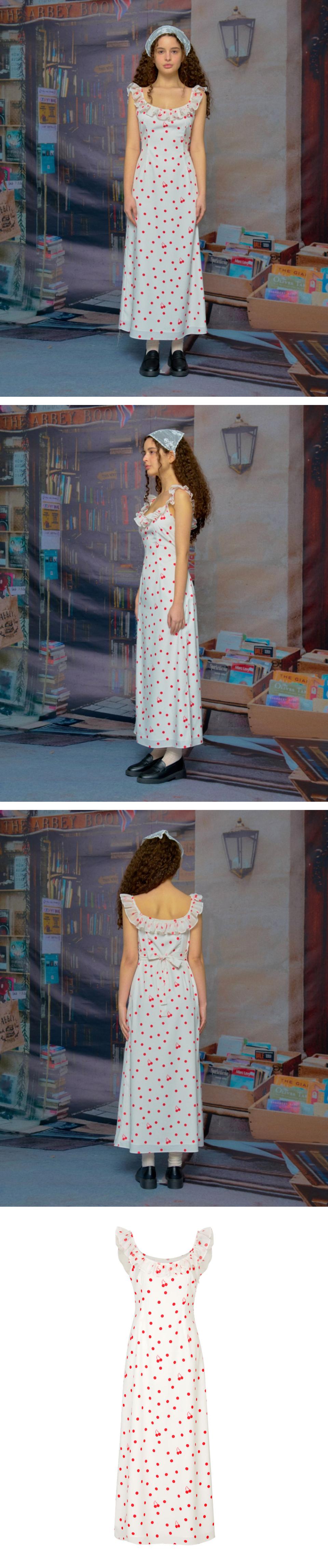 【韓国Loulouseoul ルルソウル】Cherry Dot Frill Dress LOULOUSEOUL Cherry Dot Frill Dress - Brown | International Store