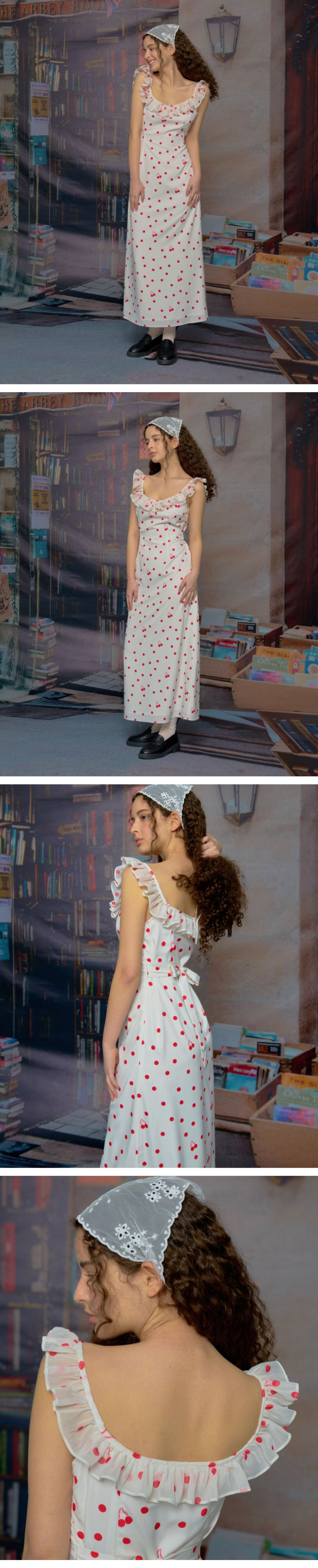 【韓国Loulouseoul ルルソウル】Cherry Dot Frill Dress Cherry Dot Frill Dress (Brown) - LOULOUSEOUL
