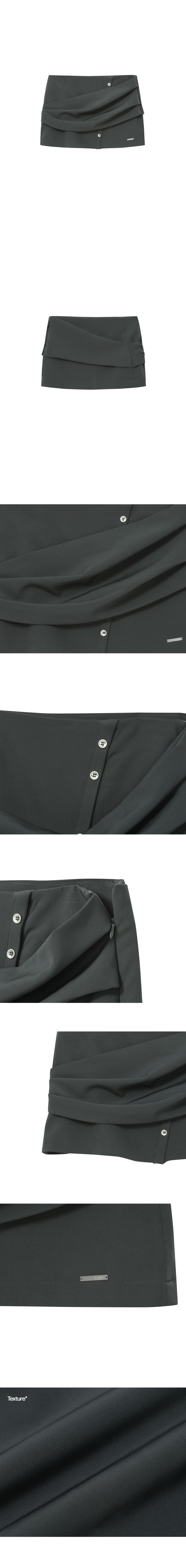 MUSINSA | MISEKI SEOUL Draped shirt skirt pants SET CHARCOAL