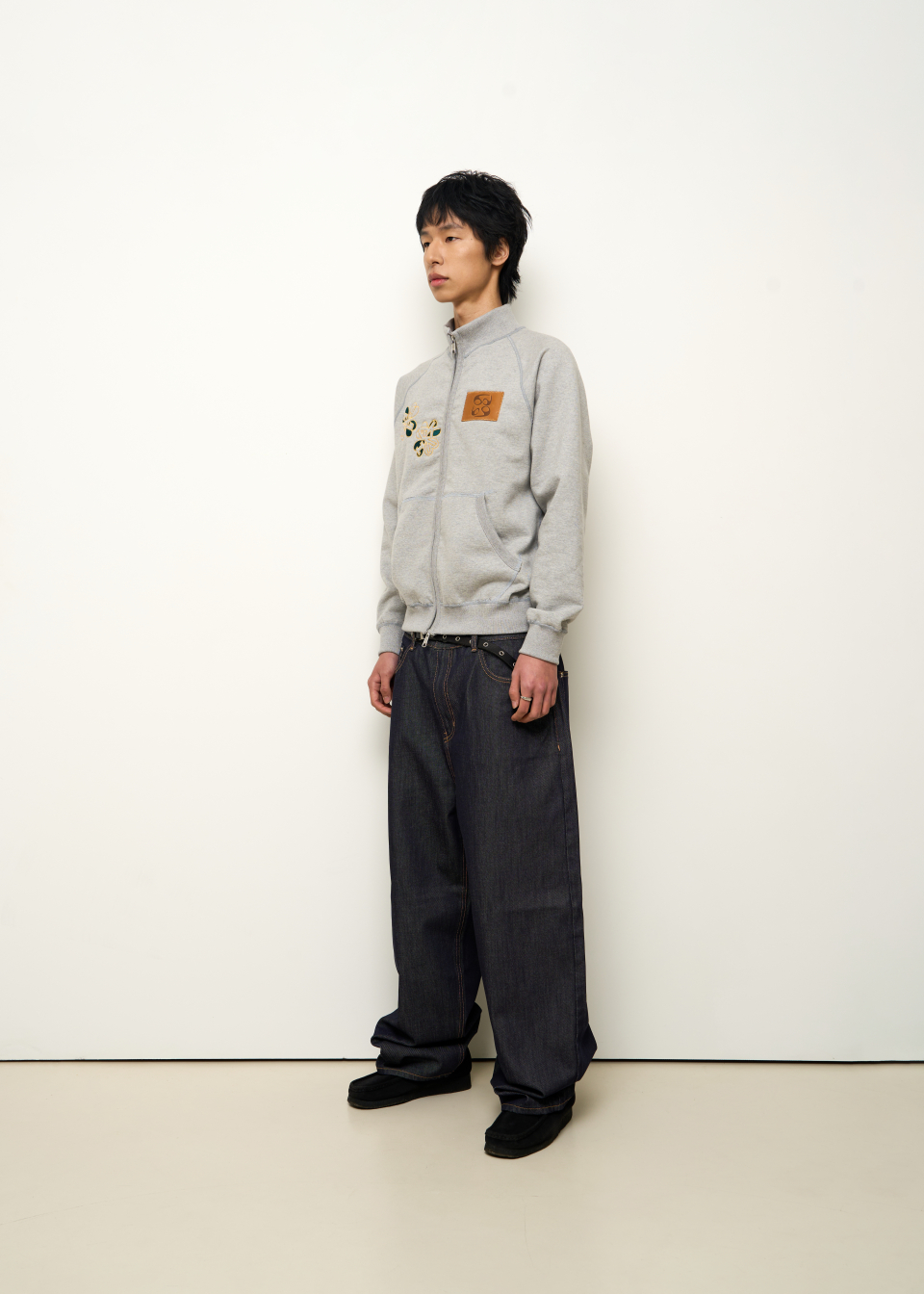 【binary01】Akab Folding Wide Denim Pants★送料・関税込 Flvsun Women Baggy Wide Leg Jeans High Waist Boyfriend Jeans