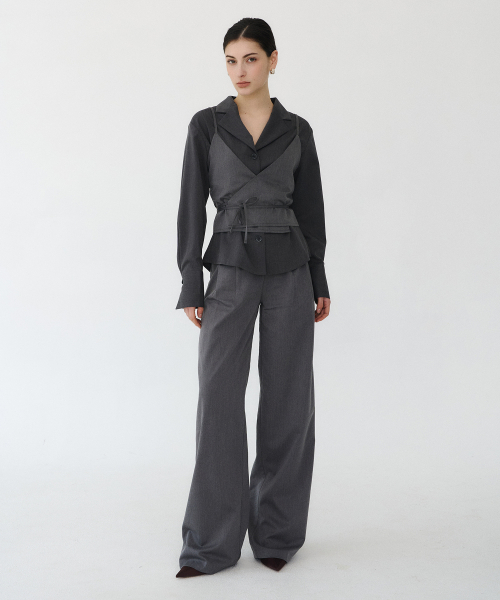 Широкие брюки с защипами Charcoal [T51]