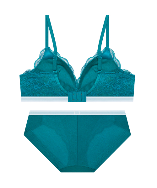 Комплект белья без косточек с кружевом Soft Fit - Blue Green