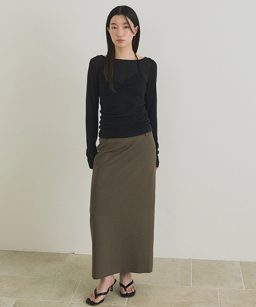 layered halter neck top set-black/black