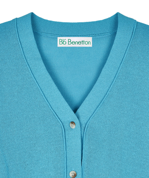 Весенний кардиган с V-вырезом (Turquoise Blue)