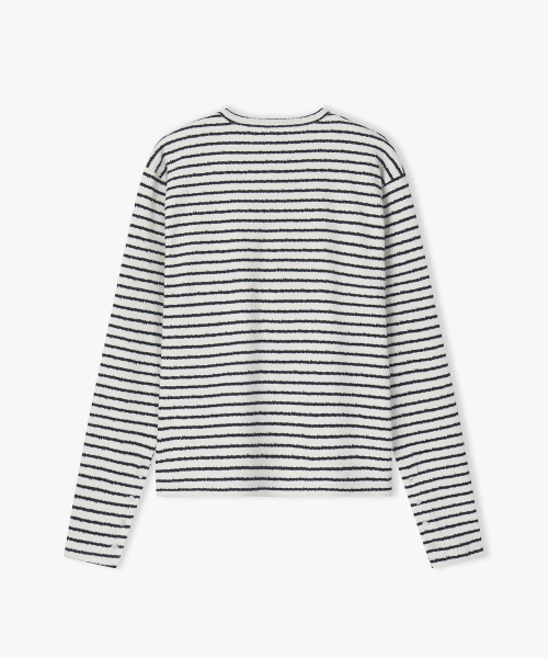 Stripe Noise Henleyneck BLACK