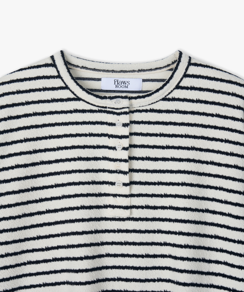 Stripe Noise Henleyneck BLACK