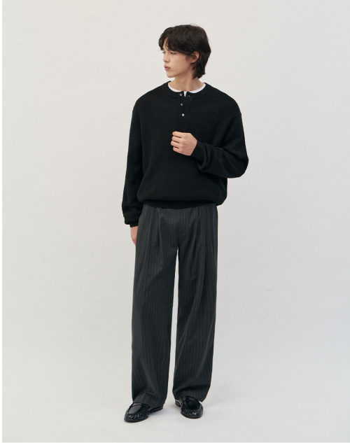 Свободные брюки в полоску с тремя складками DARK GRAY
