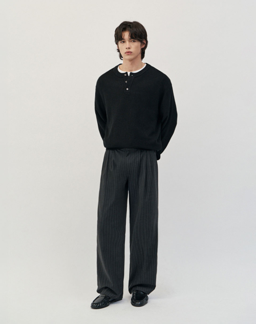 Свободные брюки в полоску с тремя складками DARK GRAY
