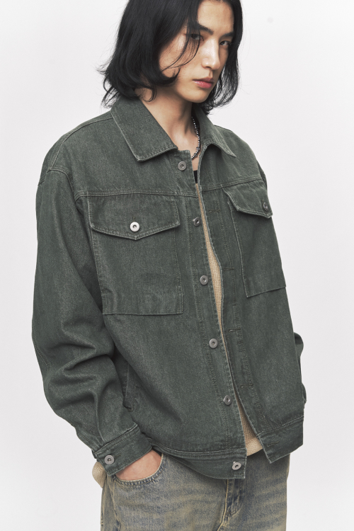 Monotone Denim Trucker куртка x NORTHERN HIGHER [Dark Green]