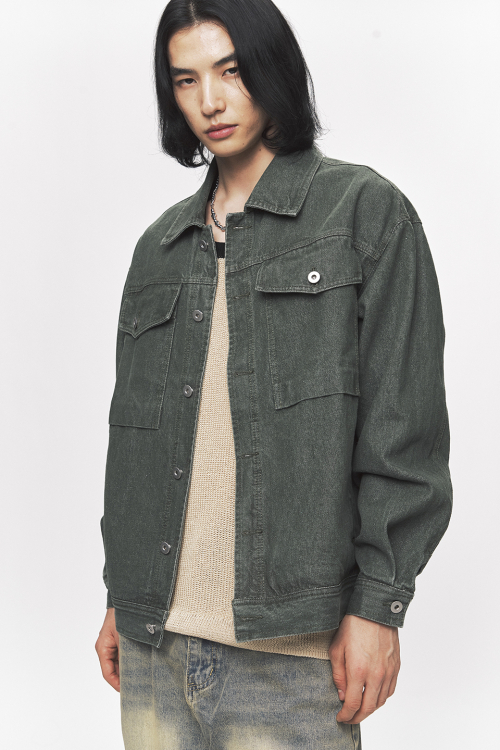 Monotone Denim Trucker куртка x NORTHERN HIGHER [Dark Green]