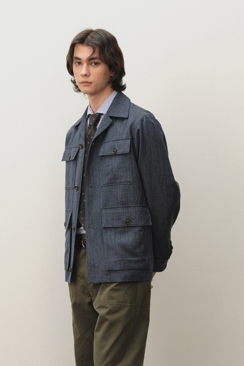 Блузон Wool Silk Herringbone Fatigue Navy BNESJP410NY