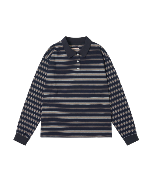 Футболка-поло A3520 в винтажную полоску_Dark navy