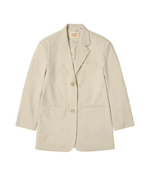 Блейзер оверсайз O3748 на 2 пуговицах_Light beige