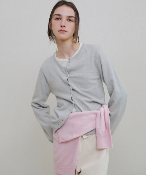 Mari round cardigan (light gray)
