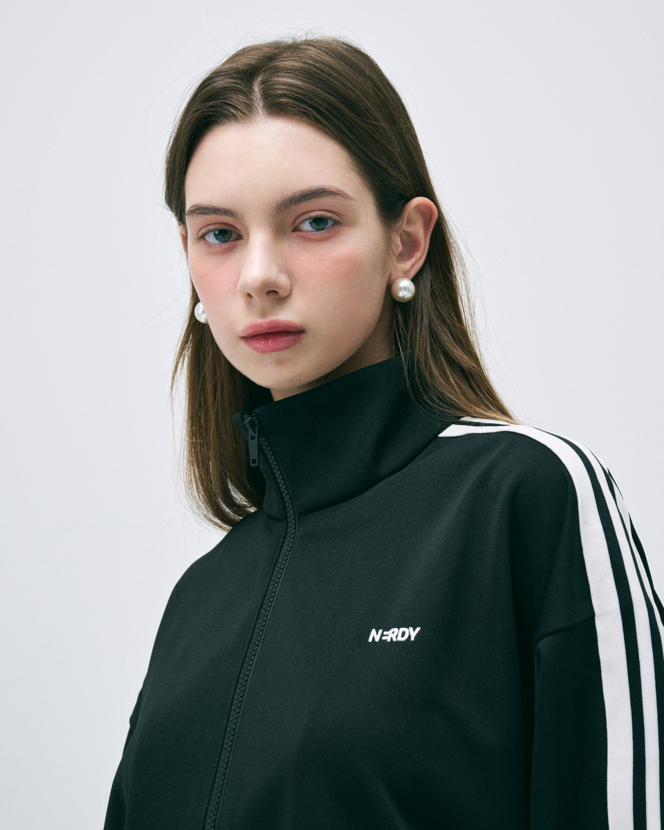 MUSINSA | NERDY Jacquard Tape Track Top (Black/Ivory)