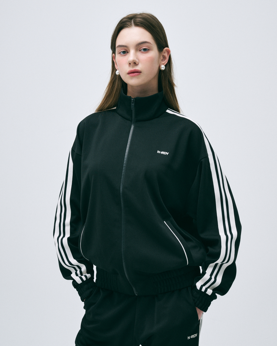 [25SS新]★NERDY★Jacquard Tape Track Set★トラックセット★ MUSINSA | NERDY Jacquard Tape Track Top (Black/Ivory)
