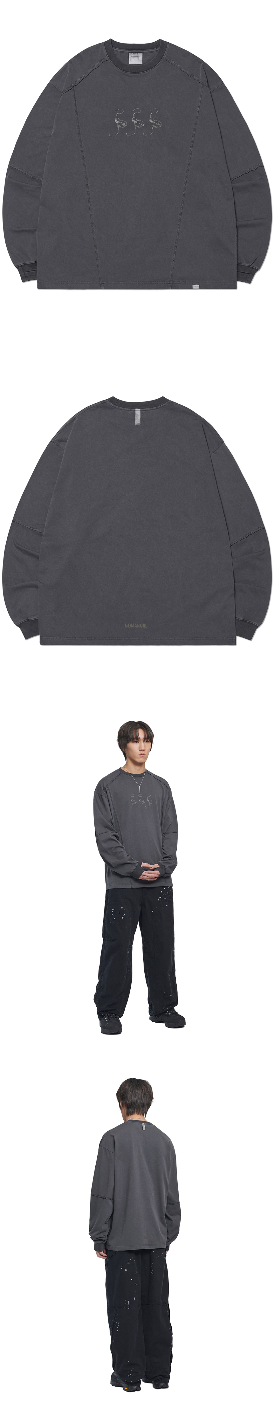 MUSINSA公式 | NOMANUAL SLASH LONG SLEEVE TEE - CHARCOAL MUSINSA公式 | NOMANUAL SLASH LONG SLEEVE TEE - CHARCOAL