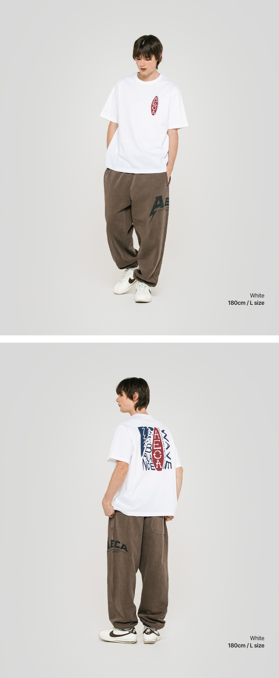 【韓国 AECA WHITE】BALANCE WAVE WAVE HALF SLEEVE-WHITE 에이카화이트(AECA) BALANCE WAVE WAVE HALF SLEEVE-WHITE