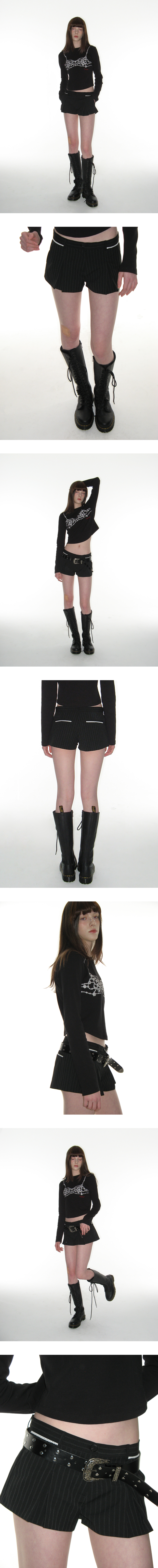 MUSINSA公式 | CRANK Lace Pleated Micro Pants_Black