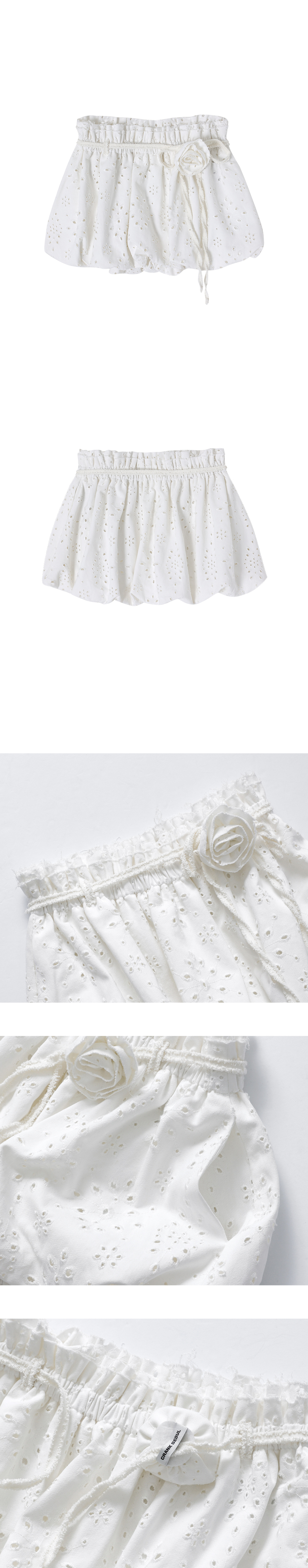 スカート CRANK ROSE PUNCHING BALLOON SKIRT_WHITE CRANK】ROSE PUNCHING BALLOON SKIRT | OUR BRAND,CRANK
