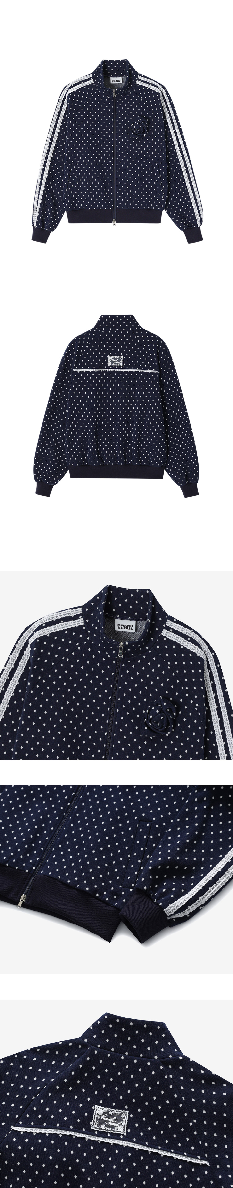 MUSINSA | CRANK Rose Dot Track Jacket_Navy