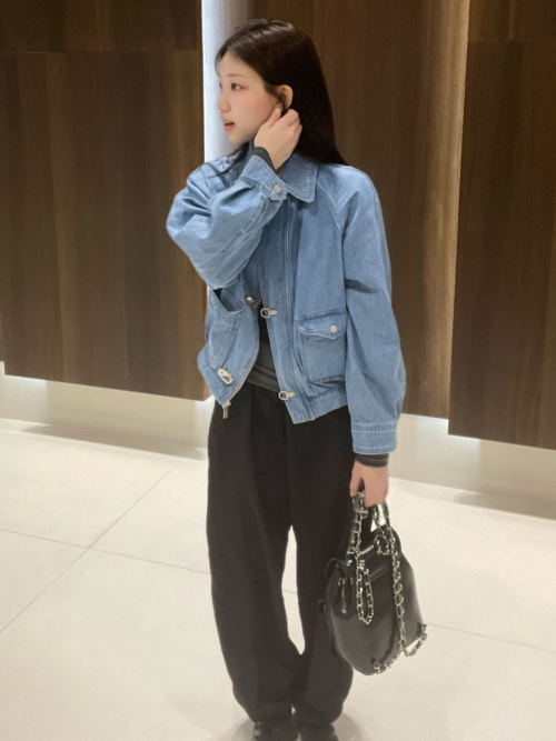 CELIE denim bomber jacket_BLUE