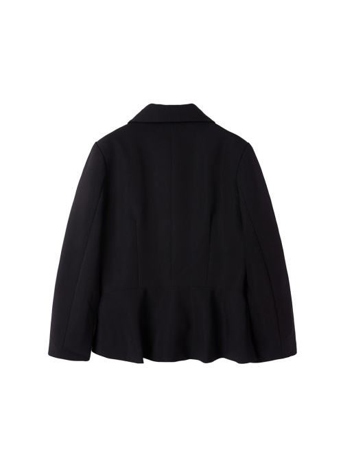 Round collar flare jacket_black